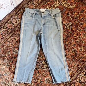 Lane Bryant Raw Hem Rhinestones Magic Waistband High Rise Straight Leg Jeans 16